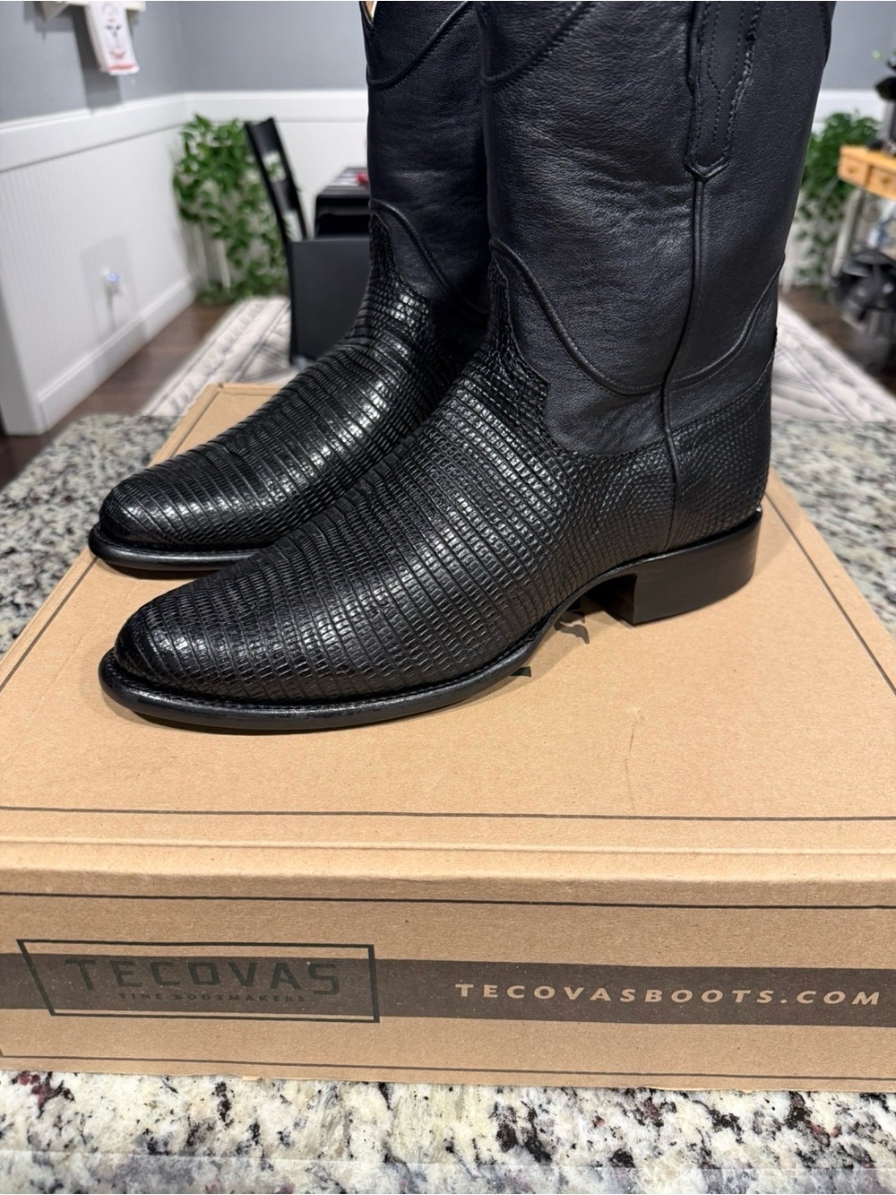 Tecovas Black Lizard “The Earl” Cowboy Boots for Men Size 10D